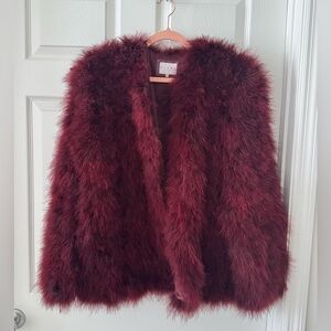 Club L London burgundy Feather Coat size XL💃 NWOT!!PRICE REDUCED!! Firm